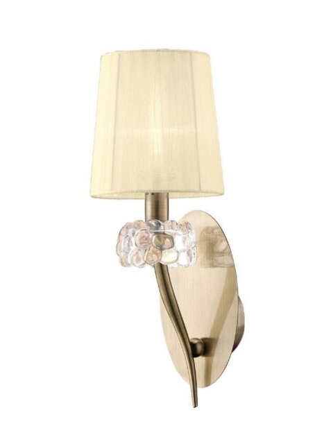 Mantra M4635AB/S Loewe 1 Light Switched Wall Light With Shades In Antique Brass