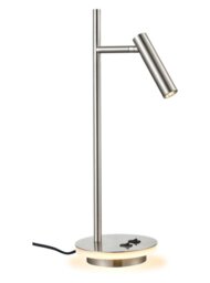 Franklite Leo Table Lamp In Satin Nickel Finish With Reading Light And Illumination Around The Base TL603