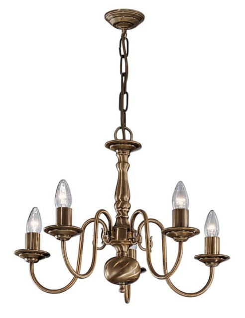 Franklite Halle 5 Light Flemish Ceiling Chandelier In Bronze Brass Finish PE7935