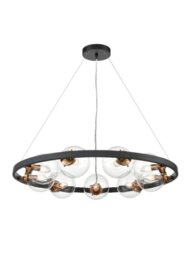 Franklite Ring 9 Light Ceiling Pendant Light In Matt Black And Antique Gold Finish FL2426-9