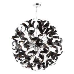 Dar Lighting Swash 12 Light Ceiling Pendant In Chrome With Black Ribbons