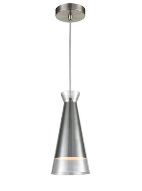 PH163 One Light Ceiling Pendant Light In Smoked Glass With Satin Nickel Interior