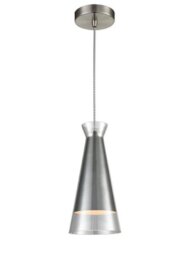 Franklite PCH163 One Light Ceiling Pendant Light In Smoked Glass With Satin Nickel Interior