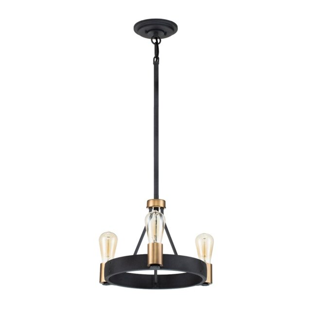 Quintiesse QN-SILAS-3P-DZ Silas 3 Light Ceiling Light In Aged Zinc And Heritage Brass Finish