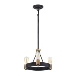 Quintiesse QN-SILAS-3P-DZ Silas 3 Light Ceiling Light In Aged Zinc And Heritage Brass Finish