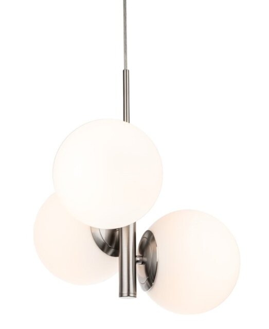 Firstlight 6940BS Oyster Ceiling Pendant Light in Brushed Steel With Opal White Glass