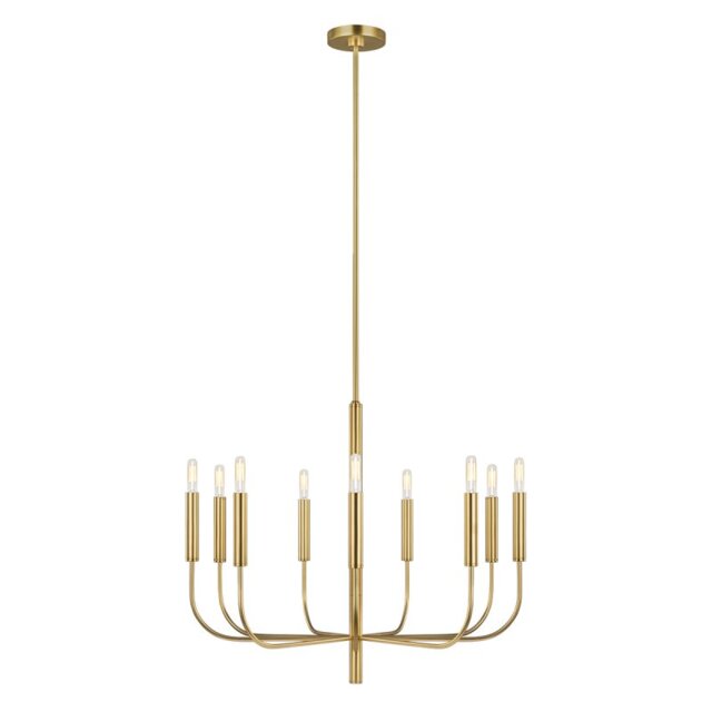 FE-BRIANNA9-BB Brianna 9 Light Chandelier In Burnished Brass - Fitting Only