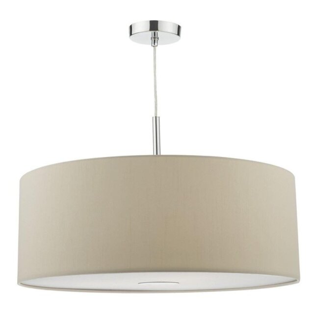 Dar RON1029 Ronda 3 Light Pendant Light With 40CM Ecru Faux Silk Shade