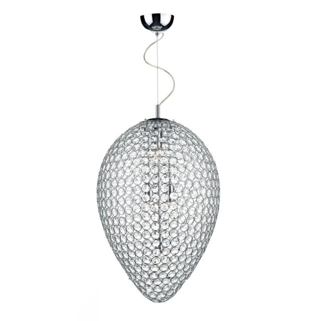 Dar FRO0550 Frost 5 Light Chrome And Crystal Pendant