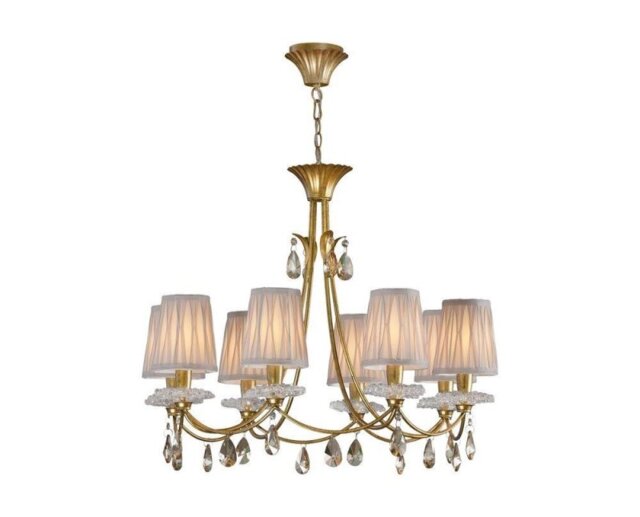Mantra M6291 Sophie GP 8 Light Pendant Light In Painted Gold With Shades