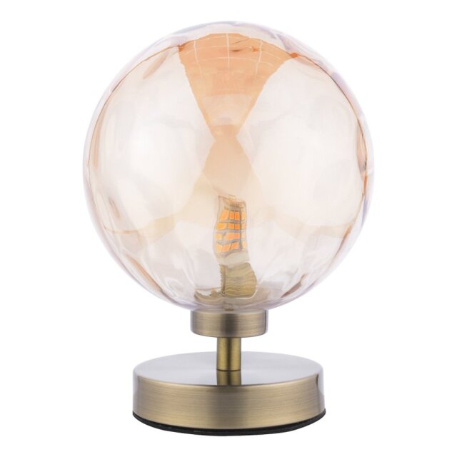 Dar Lighting Esben Table Lamp In Antique Brass Finish With Amber Dimpled Glass ESB4175-11