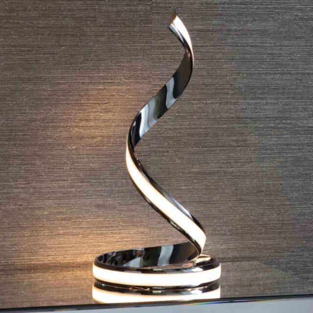 LED Wavy Table Lamp In Chrome Plate And White Silicone