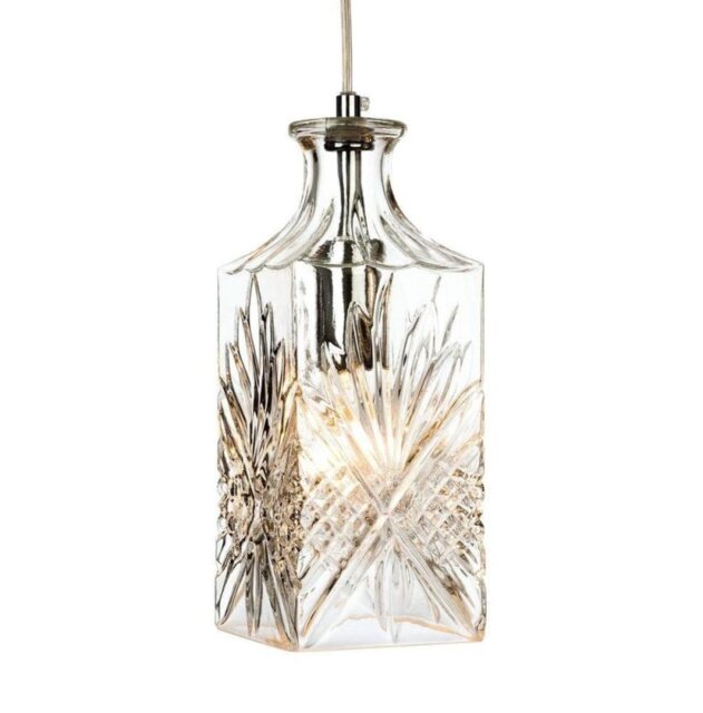 Firstlight 3447CH Decanter One Light Rectangular Ceiling Pendant Light In Chrome With Clear Glass