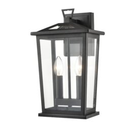 Franklite Dusk Outdoor 2 Light Wall Lantern In Matt Black Finish IP44 EXT6647