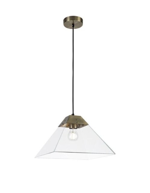 Ewen 1 Light Large Ceiling Pendant In Antique Brass - Length: 300mm
