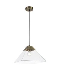 Ewen 1 Light Large Ceiling Pendant In Antique Brass - Length: 300mm