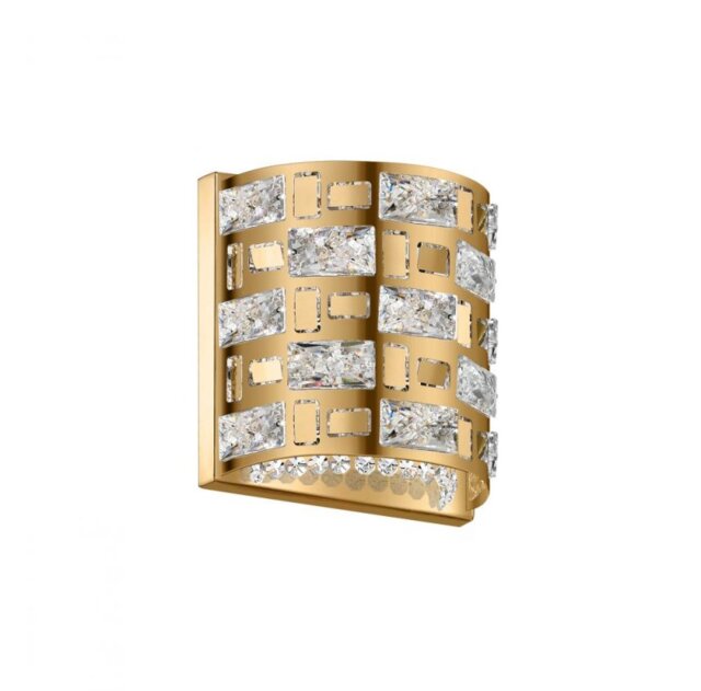 Impex Lola Crystal Semi Circle Wall Light In Matt Gold Finish