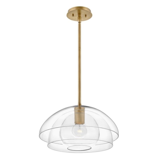 Quintiesse QN-LOTUS-P-HBR Lotus Ceiling Pendant Or Semi Flush Light In Heritage Brass With Clear Glass