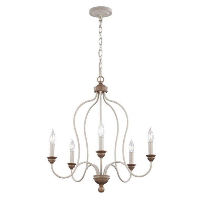 FE/HARTSVILLE5 Hartsville 5 Light Chandelier Ceiling Light In Chalk Washed/Beachwood