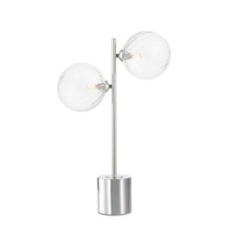 Dar Wisebuys Spiral 2 Light Table Lamp In Polished Chrome With Twisted Glass