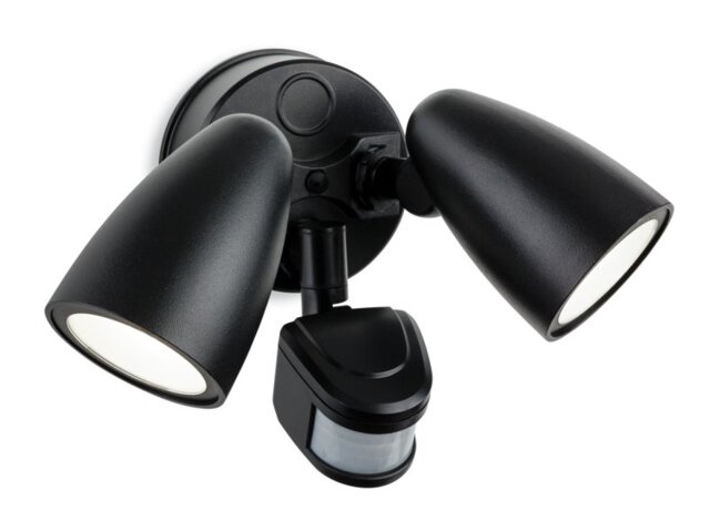 Firstlight 2836BK 20W LED Twin Outdoor Spotlight with PIR Sensor - Black -IP54