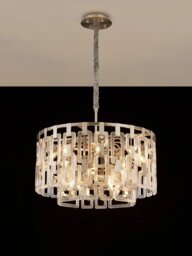 Italica 63 cm 2 Tier Round Pendant In Satin Nickel Finish With Clear Glass
