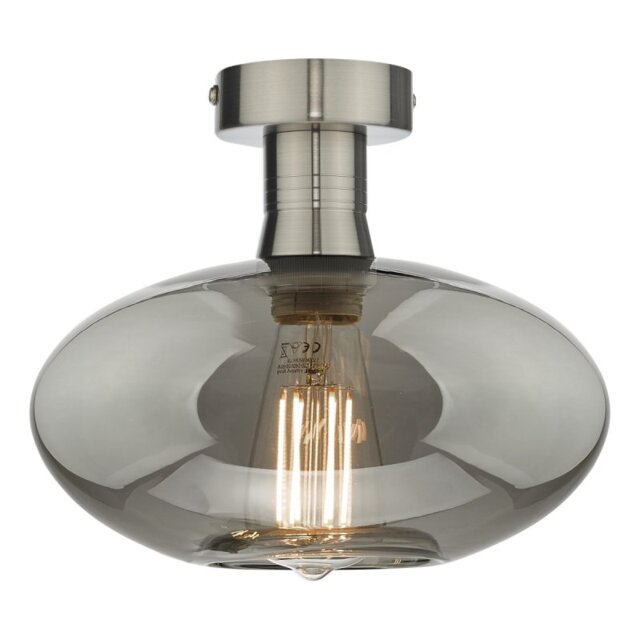 Dar Lighting Emerson Semi Flush Ceiling Light In Antique Chrome With Smoked Glass EME4861-E04