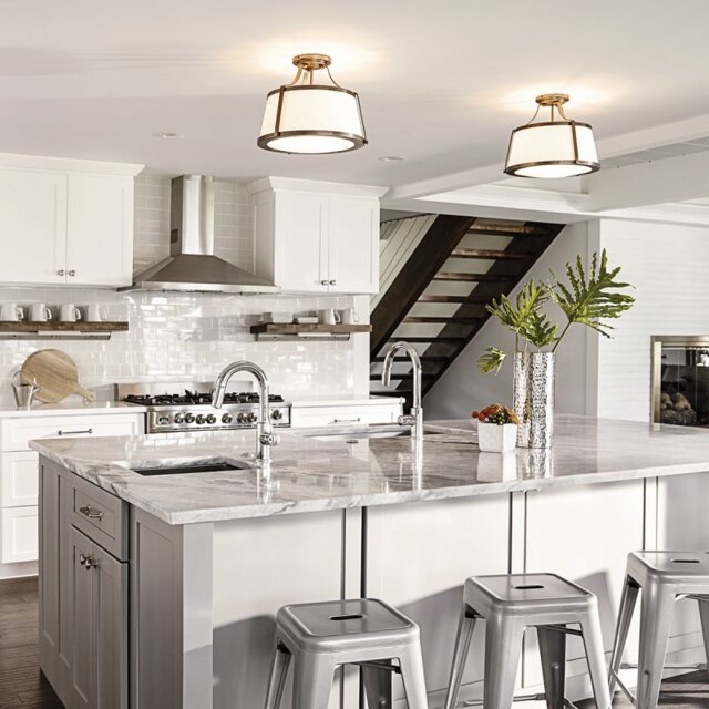HK-CHARLOTTE-SF-BC Charlotte 3 Light Brushed Caramel Semi Flush Light