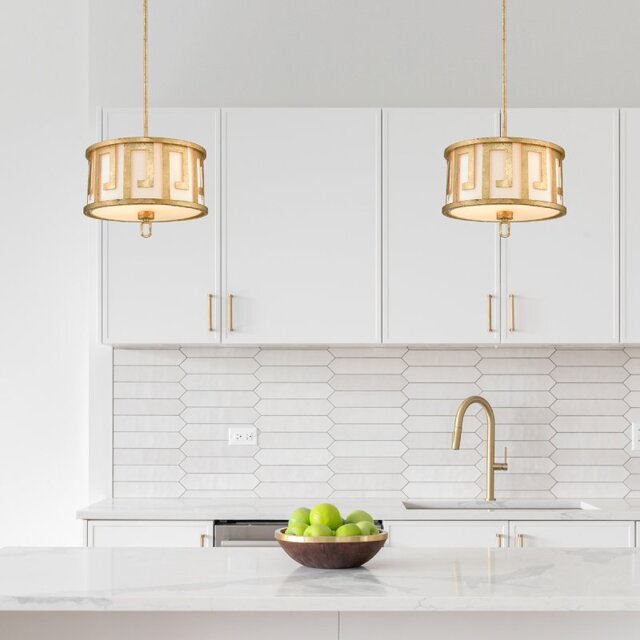 GN/LEMURIA/P/M Lemuria 2 Light Duo Mount Medium Pendant In Gold - Dia: 375mm