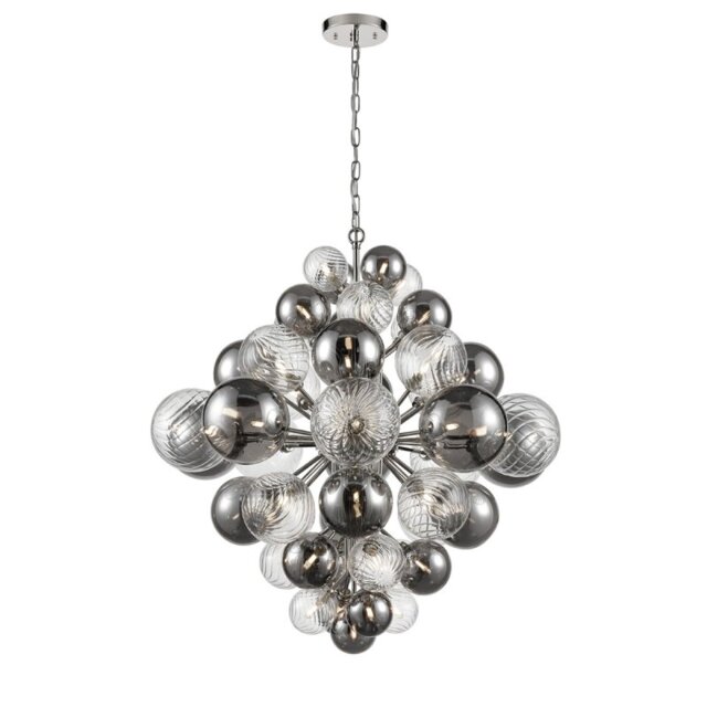 Show 47 Light Ceiling Pendant Light In Chrome Finish With Multicoloured Glass F2451-47