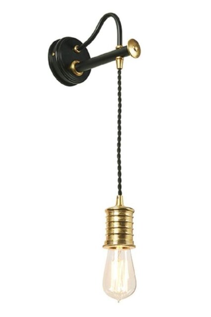 DOUILLE1 BPB Douille Wall Light With Cord In Black And Polished Brass (Fitting Only)