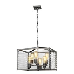 Elstead LOUVRE-6P Louvre 6 Light Industrial Ceiling Pendant In Gunmetal Finish