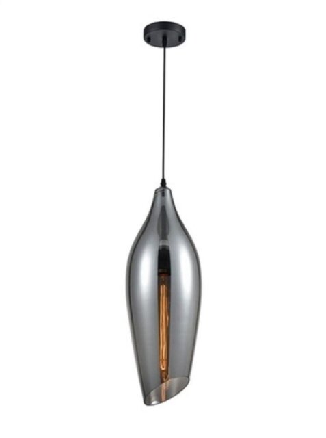 Franklite PCH195 Taper Ceiling Pendant Light In Smoked Glass - Dia: 200mm