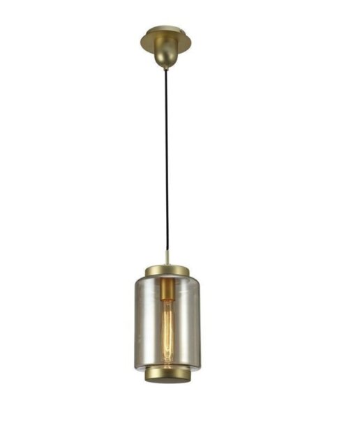 Mantra M6201 Jarras 1 Light Short Small Ceiling Pendant Light In Matt Gold And Cognac - H: 350mm