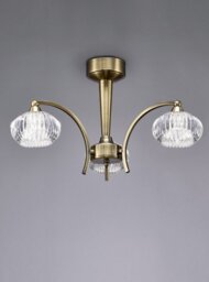 Franklite FL2336/3 Ripple 3 Light Ceiling Light In Bronze With Clear Ribbed Glass Shades