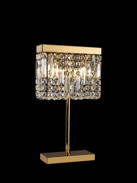 Baden 30 x 10 cm Rectangular Table Lamp In Gold Finish With Crystal Glass