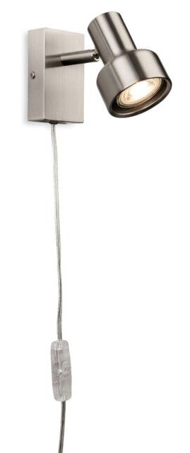 Firstlight 6892BS Plug-in Switched Wall Light In Brushed Steel Finish