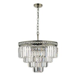 Dar Lighting Vyana 4 Light Crystal Ceiling Pendant Light In Antique Brass Finish