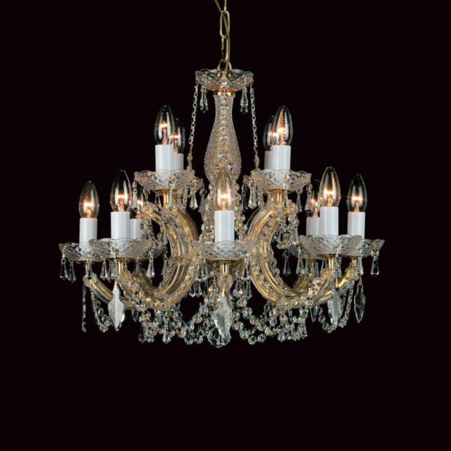 Impex Preciosa 12 Light Marie Therese Crystal Chandelier - product_finish:Gold Finish Frame