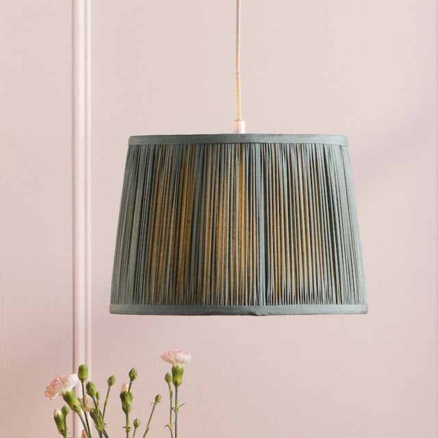 Laura Ashley Hemsley Green 100% Silk Tapered Drum Shade 30cm/12 inch LA3756666-Q