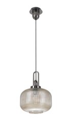 Glenn 1 Light Pumpkin Ceiling Pendant in Black Chrome With Champagne Glass