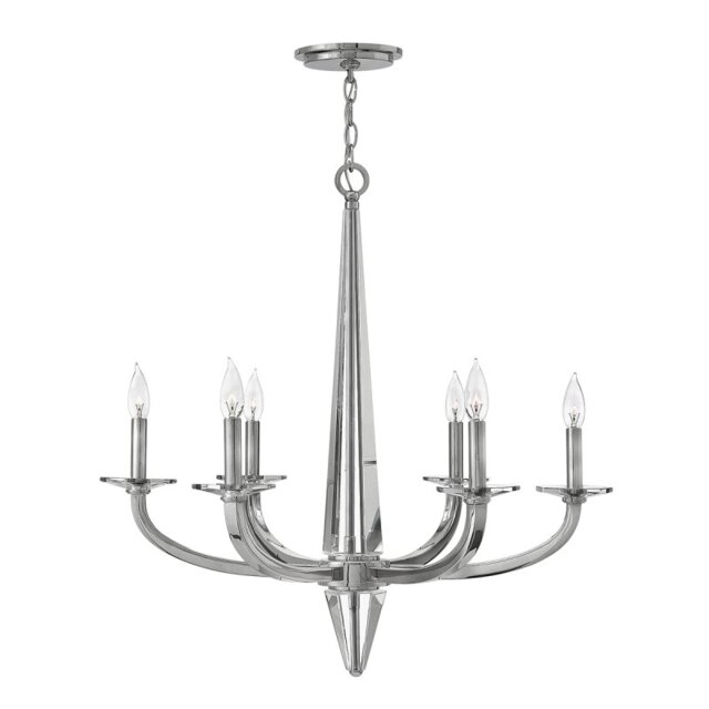 Quintiesse QN-ASCHER6 Ascher 6 Light Ceiling Chandelier In Polished Nickel Finish