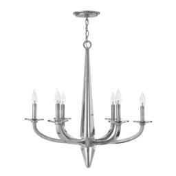 Quintiesse QN-ASCHER6 Ascher 6 Light Ceiling Chandelier In Polished Nickel Finish