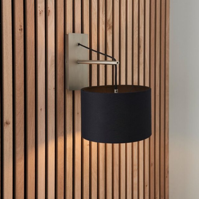 Endon 92628 Milan Wall Light In Matt Nickel With Black Cotton Shade