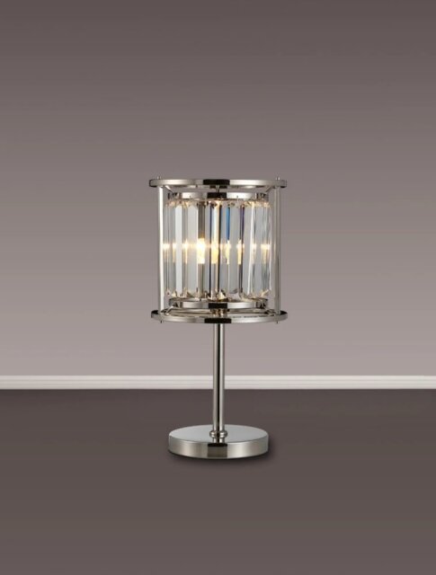 Crown Table Lamp In Polished Nickel Finish With Clear Crystal Glass