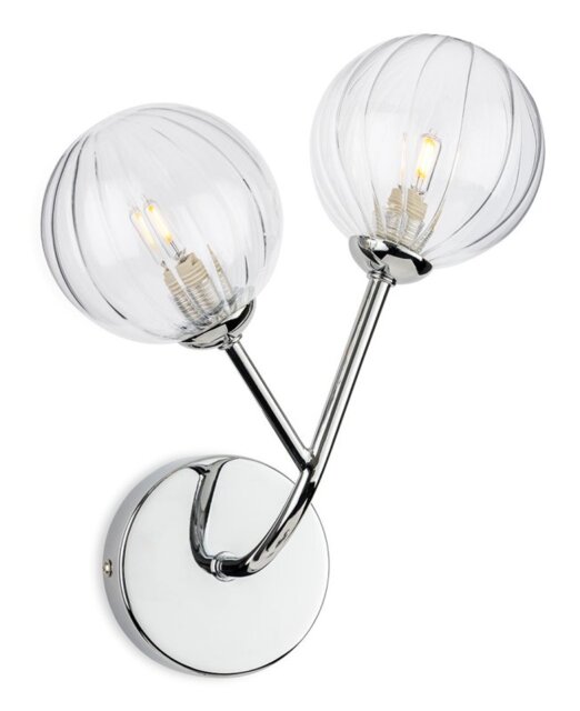 Firstlight 6905CH Groves 2 Light Wall Light In Chrome Finish With Clear Decorative Glass