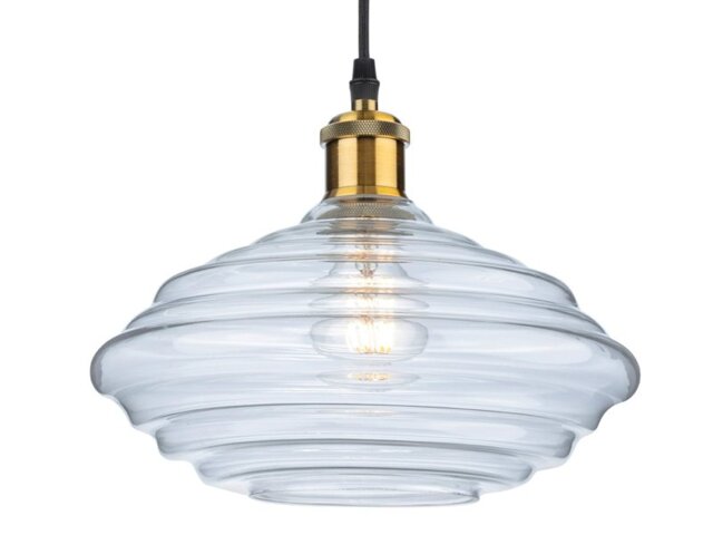 Firstlight 2858AB Logan 1 Light Large Ceiling Pendant Light In Antique Brass With Clear Glass