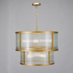 Dar Lighting Bianka 6 Light Ceiling Pendant In Bronze With Ribbed Glass