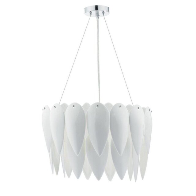 Dar PHI032 Phillipa 3 Light Ceiling Pendant Light In White With Chrome