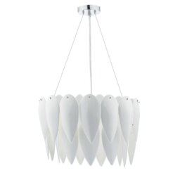Dar PHI032 Phillipa 3 Light Ceiling Pendant Light In White With Chrome